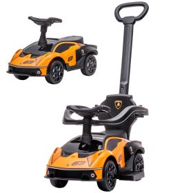 Aosom Orange Toddler Sliding Car | 2-in-1 Ride On Push Car, Licensed Walker Push-Along with Storage, Horn Engine Sound, Steering Wheel