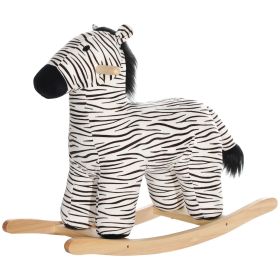 Qaba Zebra Shaped Kids Rocking Horse with Realistic Sound for 2-4 Years, Black
