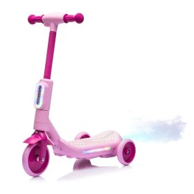 2in1 Kids Ride On Three-Wheel Electric Scooter,Tail Color Lights W/Spray,Wider Pedal,PU Wheels For Effective Floor Protection