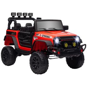 Qaba 12V Ride on Truck, Electric Car for Kids, Battery Powered Ride on Car, Parent Remote, 4 Suspension Wheels, Music Horn LED Lights, Red