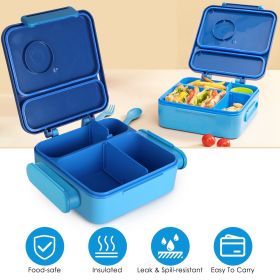 Kids Lunch Box Thermal Lunch Container with Insulated Storage Bag 2 Compartments Spoon Fork Case Food-safe Spill-resistant