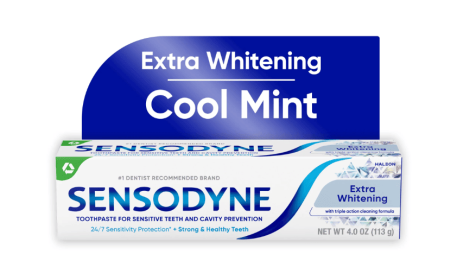 Sensodyne Extra Whitening Sensitive Toothpaste, Mint, 4 Oz, for Adults