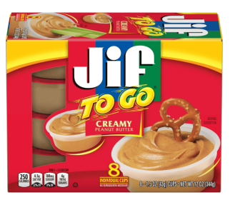Jif To Go Creamy Peanut Butter, 8- 1.5 Ounce Cups, Smooth and Creamy Texture, Snack Size Packs