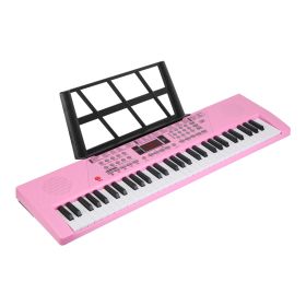 3 Types Options -- 1Pc 61 Keys Digital Music Keyboard Electric Piano Electronic Musical Instrument Kids Learning Keyboard With Microphone Stand F (Option: PinkStandard)