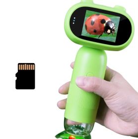 Handheld Microscope For Kids, 500-1000X Pocket Miniscope Educational Science Toys, 2'' IPS Screen Portable Handheld Digital Microscope Gifts For (Color: Green)