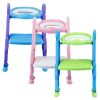 Potty Training Toilet Seat w/ Steps Stool Ladder For Children Baby Splash Guard Foldable Toilet Trainer Chair Height Adjustable Pedal Anti-Slip Feet 1