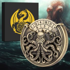 Vintage Kesulu Style, Super Refined Metal Octopus Dice Turntable Gift Box, Immersive Board Game Experience, D20 Random Surprise, Necessary Props (Option: Bronze)