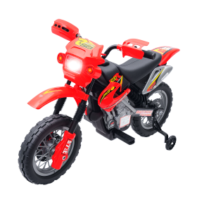 Kids 6V Electric Ride-On Motorcycle With Training Wheels, Battery-Powered, Red (Color: Red)