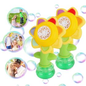 2Pcs Bubble Machines With Lights For Kids Rechargeable Dancing Sunflower Bubble Maker For 4-8Years Old Toddlers Outdoor Summer Play Toy Party Bir (Option: 2Pc)