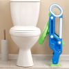 Potty Training Toilet Seat w/ Steps Stool Ladder For Children Baby Splash Guard Foldable Toilet Trainer Chair Height Adjustable Pedal Anti-Slip Feet 1