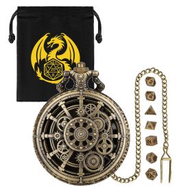 Steampunk Punk Gear Dice Set - Antique Metal Finish With Intricate Gear Details, Premium Zinc Alloy DND Dice For Tabletop RPG & Board Games, Coll (Option: Bronze PDND2701)
