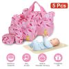 5Pcs Baby Nappy Diaper Bags Set Mummy Diaper Handbags with Diaper Pad Food Bag Bottle Bag Travel Tote Bags For Mom Dad
