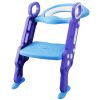 Potty Training Toilet Seat w/ Steps Stool Ladder For Children Baby Splash Guard Foldable Toilet Trainer Chair Height Adjustable Pedal Anti-Slip Feet 1