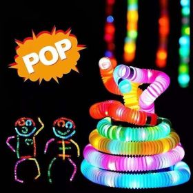 12 PCS Light up LED Pop Tubes;  Glow Sticks Necklaces & Bracelets Party Pack;  Glow in The Dark Party Favor Supplies Decoration for Halloween;  W (type: 12-pcs)