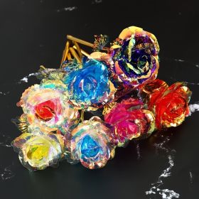 2Pcs Realistic 24K Golden Foil Rose Gold Rose Gold Foil Holiday Golden Plated Rose Mother's Day Professor's Day Easter Valentine's Day Birthday G (Color: Red)