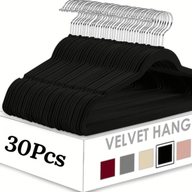 Velvet hanger(30pack) (Color: Black)