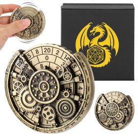 Private Model Time Gear Fingertip Gyroscope Retro Wheel DND Dice Gift Box Set, Role Playing Game Dice On The Table (Option: Bronze)