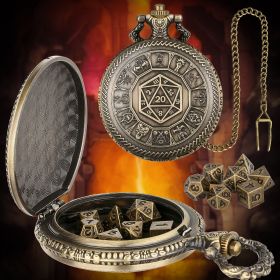 Creative Retro Metal Center Dice Set, Steampunk Pocket Case, Equipped With 7 Mini DND Game Polyhedral Metal Dice, Enhancing RPG Gaming Experience (Option: Bronze PDND2601)