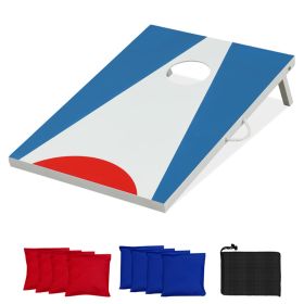 Portable Cornhole Board With Foldable Legs And Side Handle (Color: Blue)